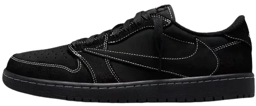 Front View of Jordan 1 Retro Low OG SP Travis Scott Black Phantom